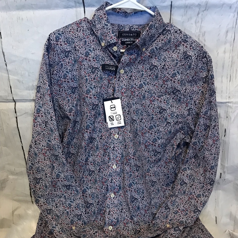 Crown & Ivy Motion Flex Classic Fit Button Down M